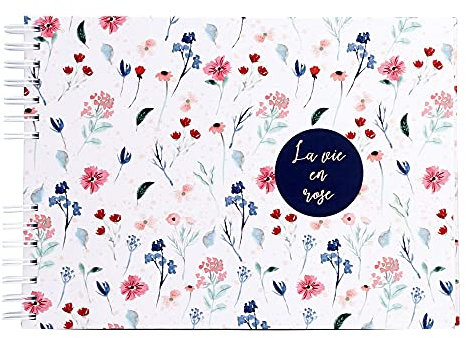 Exacompta 16213E Spiral-Fotoalbum LA VIE EN ROSE 150 Fotos 50 weiße Seiten Format 32 x 22 cm Einband aus bedrucktem Papier mit matter Laminierung FSC® zertifiziert