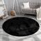TT Home Wohnzimmer Teppich Hochflor Langflor Kunstfell Weich Modern Unifarben Flauschig, Farbe: Schwarz, Größe:120 cm Rund