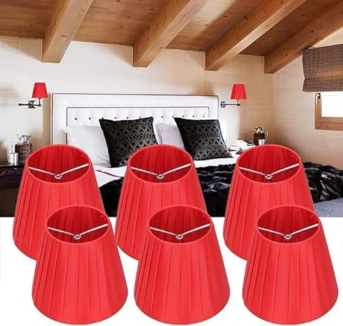 Tissting Pantalla de lámpara, Elegante tela roja con clip de instalación rápida, 5.5in, Metal y tela de alta calidad para lámpara colgante de techo, Dormitorio, Sala, Estudio, Hotel