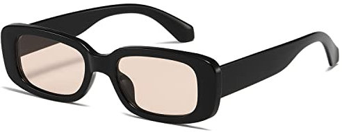 kimorn Rechteckig Sonnenbrillen für Damen Herren Trendige Retro Mode Brille 90er Vintage modisch UV 400 Schutz Quadratischer Rahmen K1200 (Schwarzer Rahmen, braune Linse, 65)