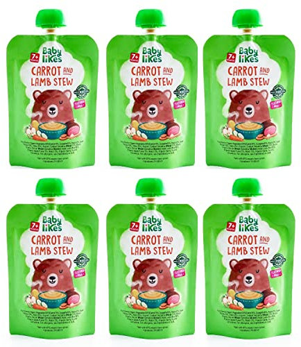 Baby Likes Karotten-Lamm-Eintopf 130 Gramm x 6 Beutel – Halal-Bio-Püree 7+ Monate