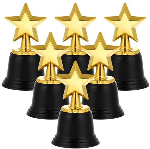 jojofuny 6 Stück Star Trophy Awards Mini Star Trophy Awards Bulk Star Gold Award Trophäen Für Kinderklassenzimmer Schulbelohnung Sportturnier-Gewinnpreis