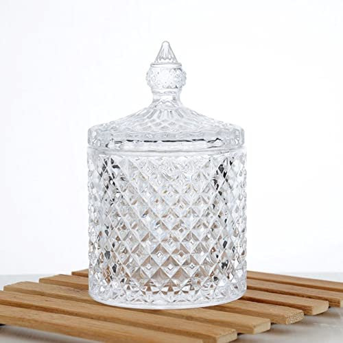 Large Glass Jar with Lid, Toolzia Storage Cans Container Candy Barrel with Lid, Decorative Crystal Candy Biscuit Jars Ideal for Sweet