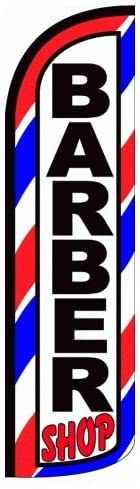 4 Less Co BARBER SHOP Windless Swooper Flag Feather Banner Sign 3x11.5 ft Tall (Flag Only) wq003