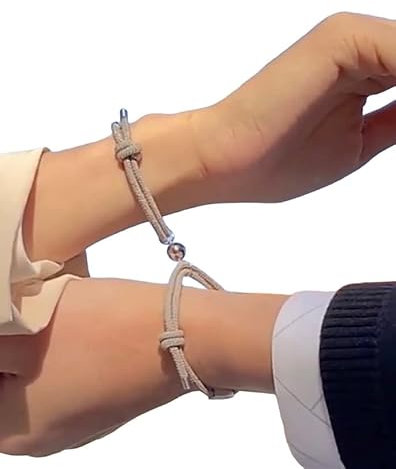 Magnet Armband Liebe Freundschaft Magnet Partner grau verstellbar Meer Welle Verbundenheit Geschenk Mann Frau Freundin