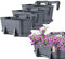 KADAX Macetas de Plástico Imitación Ratán, Maceteros Rectangulares con Platillos y Soportes para Exterior, Jardineras Colgantes (3: Grafito, 40 cm)