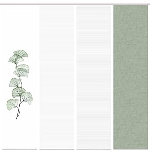 VISION S 080770 Berto Schiebegardine, halbtransparent, Bambus-Optik, 260x60 cm, Farbe:Salbei, Größe:260 x 60 cm, Anzahl:4X