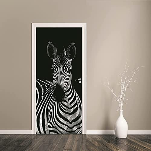 3D Türtapete Selbstklebend Türposter - Tierisches Zebra - Türaufkleber Fototapete Abziehen Und Aufkleben Türfolie Poster Tapete 80 X 200 Cm - Innentür Schlafzimmer Badezimmer