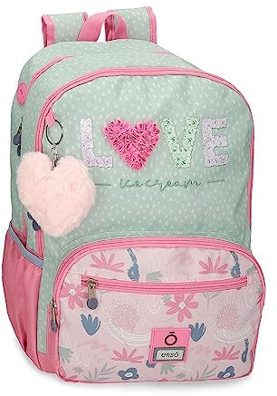 Enso Love Ice Cream Schulrucksack, Doppelfach, Grün, 32 x 44 x 17 cm, Polyester, 23,94 l, grün, Talla única, Schulrucksack mit doppeltem Fach