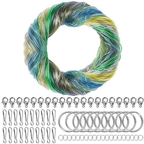 Ticeed 200 Hilos para Hacer Pulseras, Scoubidou Hilo 20 Colores Cordón Plástico para Hacer Pulseras, Cordón elástico de Color DIY Hilo de Scoubidou Multicolor para Manualidades con Llavero y Gancho