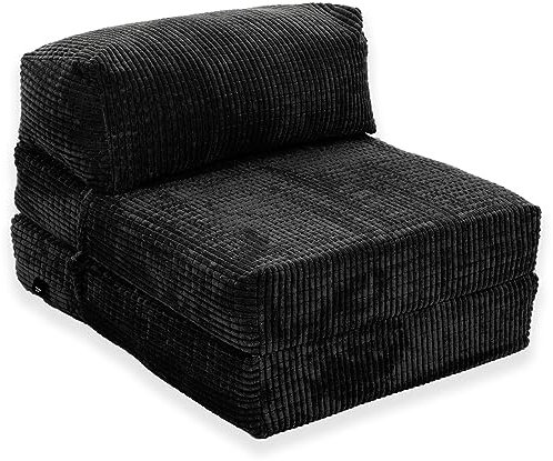 Gilda Jazz Chair Bed Fold Out Futon Single Mattress Corduroy (Budget, Black)