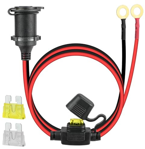 1.2M Verlängerungskabel Zigarettenanzünder Buchse, Wasserdicht Marine Grade 12V/24V Gleichstrom-Feuerzeugsteckdose Steckdose, Auto Zigarettenanzünder 14AWG 20A 25A Adapter für Auto Boot Motorrad
