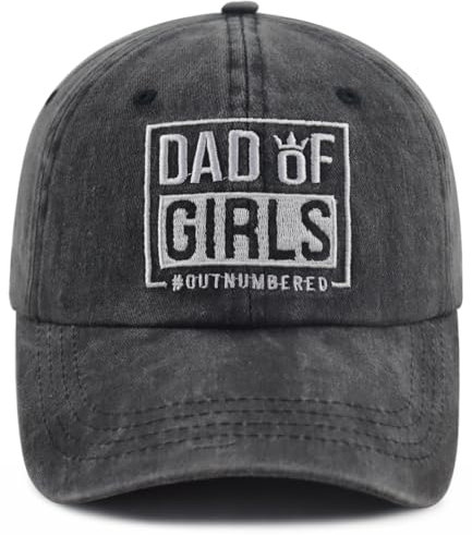 Gomcdlwn Dad of Girls Outnumbered Hut für Herren, lustig, verstellbar, Baumwolle, bestickt, Daddy-Baseballkappe, Schwarz, Einheitsgröße