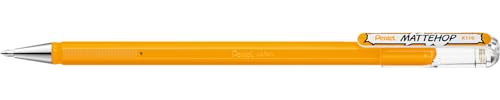 Pentel K110-VF2X Mattehop Gel-Tintenroller mit hochdeckender Tinte in mattem Finish, Modell mit Kappe, 1 Stück, gelb-orange
