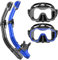 Lealinga Snorkel Set Adults 2Pack, Snorkel Mask Anti-Fog Panoramic View Diving Mask Dry Top Snorkel Kit with Travel Bag Diving Set for Snorkeling
