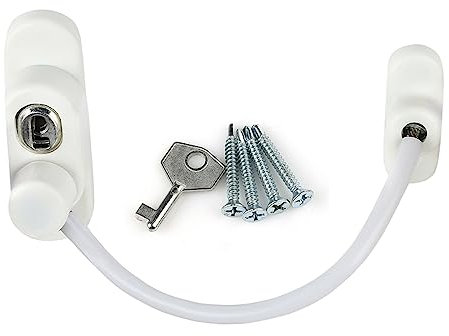 Window Restrictor Locks for Kids Baby Security Window Locks with Key for UPVC 20cm Cable Length Window Locks for Child Safety Door Window Opening Limiter Restrictor for Home School Public (1 pc)