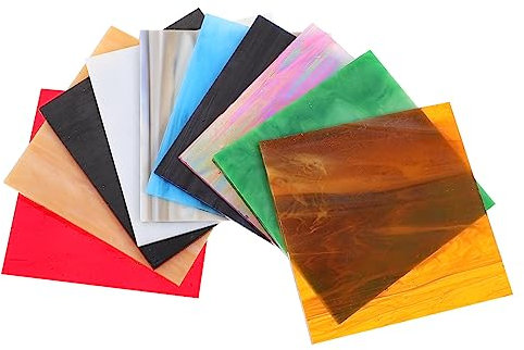 SHINEOFI 10 Uds Hojas Hoja De Mica De Vidrio Coloreado Catedral De Vidrio De Mosaico Manchado De Mosaico De Vidrio Manchado De Artesanías De Vidrio Hojas De Vidrio Vitral Mezcla Cristalería