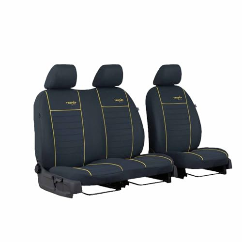 Saferide Autositzbezüge Universal Schonbezüge kompatibel mit FIAT Ducato I 1+2 Bus Gelb Transporter Vordersitze