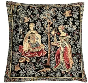 Beletage Belgian Tapestrie Kissenhülle Gobelin Mittelalter 33 x 33 cm (Broderie Medieval)