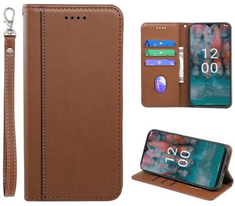 LYZXMY mobile phone case for Nokia C12/Nokia C12 Pro(6.3), Premium PU Wallet Case, with stand/card holder/magnetic closure Mobile phone cover-Brown