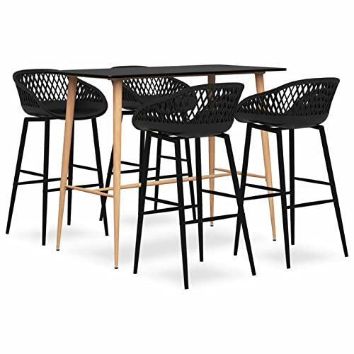 ShGaxin 5-TLG. Bar-Set, Bartisch Mit Barhocker Set, Hochtisch Mit Stühlen Set, Küchentheke Mit Hocker, Esstisch Mit Stühlen, Schwarz