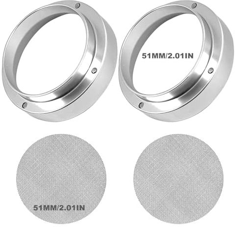 LUCKNIGHT 2 Piezas 51mm Embudo Dosificador Magnético, Anillo Dosificador Cafe, Embudo Cafetera Accesorios, con 2 Filtros de Café, para Filtros de Kaffee de 51 mm, Dosificación Precisa de Café Molido
