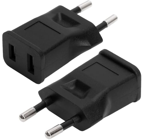 AC Adapter 2 Pin Female to US, Canada, Japan, 2 Pin Female, WINXUS EU 2 Pole Male to Nema 1-15R Female, Europe to US Travel AC Adapter, 2 Pin, Molded Black