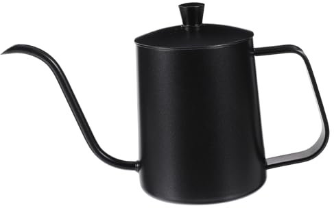 Amosfun Handfilter Kaffeekessel 350ml aus Edelstahl mit Deckel Schwarz