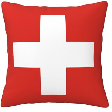 DLXW Dekoratives Kissen mit Schweizer Flagge, für Sofa, Bett, Wohnzimmer, Erntedankfest, Segen, bedruckt, Taillenkissen