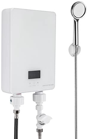 Elektronische Durchlauferhitze Dusche, 230V 6KW Mini Warmwasserbereiter Tankless inkl. Bad Dusche Kit, Durchlauferhitzer mit Intelligentes Thermostat-System, 3s zum Aufheizen (Weiß)