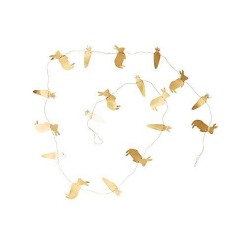 Loberon Girlande Uliselle, Hasen- und Karottenmotive, Detailliert Gearbeitet, Spielerischer Charme, Ostern, Osterdekoration, Osterfest, Messing, Gold