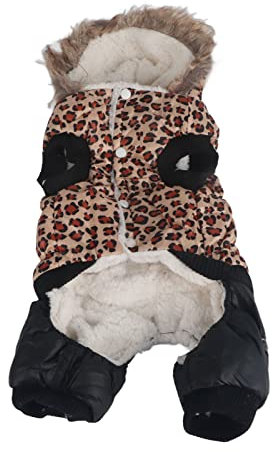 Gavigain Leopard Print Hundemantel, warmes, gemütliches Polyester, schützt Haarausfall und Schmutz, leicht für kleine bis mittlere Hunde wie Yorkie, Chihuahua, Bulldogge (L)
