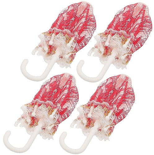 Toyvian 4 Stück Regenschirm Spitzenschirm Umbrella schirmchen verkleidung Miniature sonenschirm Puppe Auto Regenschirmmodell Mini-Regenschirm für Plastik