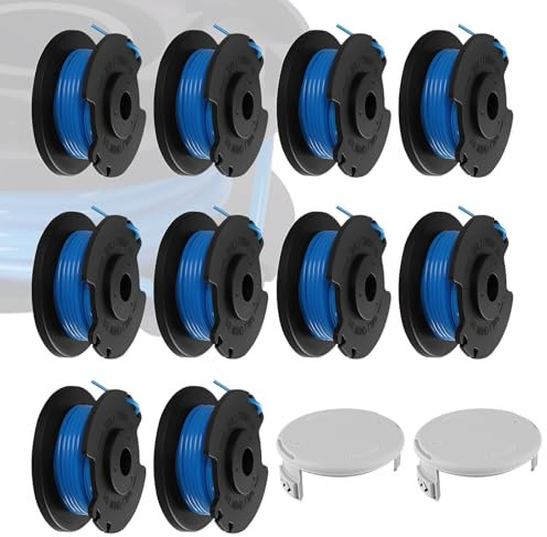 Rasentrimmer Spule Universal, SilverChry Trimmerfaden Spule, 10 Spulen+2 Kappe, Fadenspule Rasentrimmer, Ersatzspule Rasentrimmerfaden, Trimmer Ersatzspule, Fadenspule Kompatibel mit Ryobi