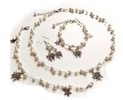 Jeanny Ld Schmuck Trachtenschmuck Set 5 Teile mit Edelweiß creme~weiß