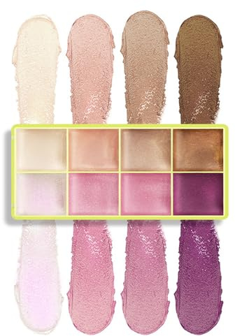 Creamy Shimmer Glow Highlighter,8-Farben-Highlighter-Palette – Feuchtigkeitsspendende-Farbtöne für Gesicht und Körper, Langanhaltend, Gut Verblendbar, Make-up-Set, Wasserfest