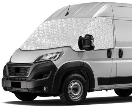 Frontscheibenabdeckung für FIAT Ducato X250/X290 Wohnmobil (2006-2026) | Passend für Peugeot Boxer, Citroen Jumper & Opel Movano | 4-Jahreszeiten Sonnenschutz, Hitzeschutz, Eis- & UV-Schutz