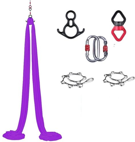 Aerial Yoga Hammock 1.5x8M Aerial Yoga Swing Hammock Set Nylon Home Outdoor Fitness Equipment Acrobatic Dance(PURPLE)