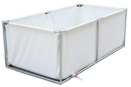 PFCDZDU Laghetto Pesci in Tela Fuori Terra, Acquario Pieghevole in PVC Koi con Telaio in Acciaio Inox, Serbatoio Rettangolare Portatile per Allevamento Irrigazione(3x2x0.7m)