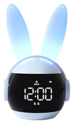 Réveil pour, en Forme de Lapin, contrôle Tactile avec veilleuse, Alarme Animale, pour, garçons, Maison, Chambre, école, Pâques, Anniversaire