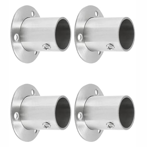 BE-TOOL 4 Stück 16 mm / 0.63in Flansch-Set Halter, Edelstahl Kleiderstangenhalterungen für Rohrbefestigung und Stabilität