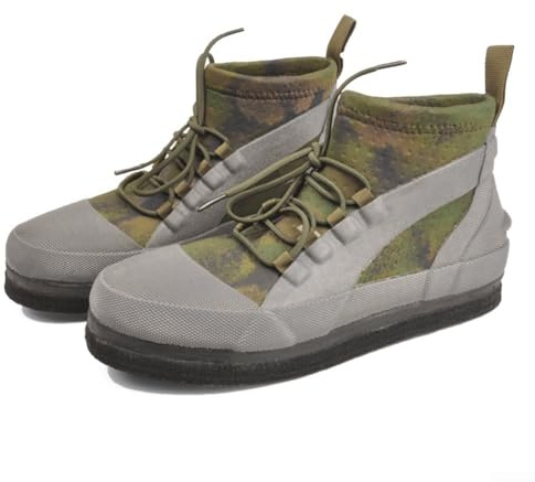 Spelonify Botas de Pesca con Roca con Suela de Feltro y Tacones de Acero, Zapatos de Vadeo Antideslizantes para Humedales y Arrecifes, Calzado de Neopreno Transpirable para Pesca con Drenaje y Puntera