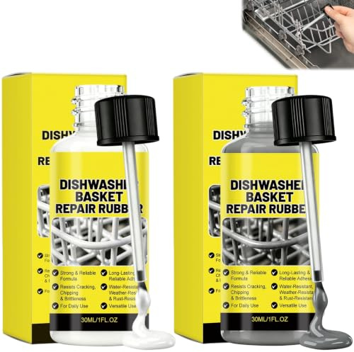 2 Pcs Spülmaschinenkorb Rost Reparatur 30ml, Geschirrkorb Reparatur Plastidip Rerack Grau Flüssigkunststoff Wasserdicht Hochtemperaturbeständig Zur Reparieren Von Geschirrspülerkörben(Weiß/Grau)