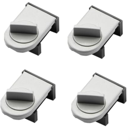 4-Pack No-Drill Sliding Door Lock, Adjustable Window Security Latch For Home Safety, Anti-Fall Child And Pet Proof Stopper For Rails 1-28mm, Iron And Rubber, Black Or Silver(Silver)