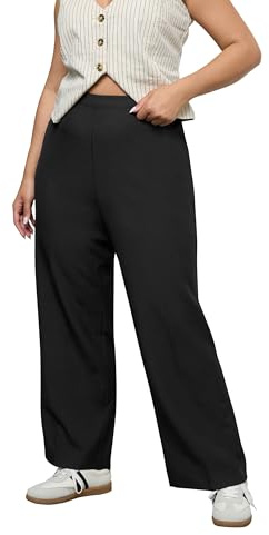 Yours Curve Elasticated Stretch Straight Leg Trousers - Women's - Plus Size Curve