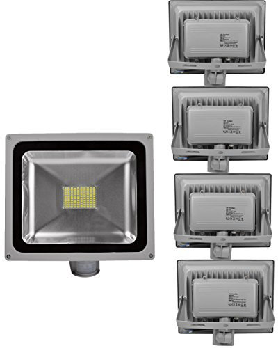 5X 20W 30W 50W 80W SMD Fluter mit Bewegungsmelder LED Strahler Kaltweiß kaltweiss Licht IP65 Wasserdicht LED Lampe Wandleuchter Flulicht Flutbeleuchtung LED Gartenlampe Außenstahler(80 watt)