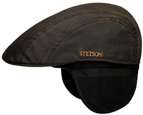 Stetson Old Cotton Flatcap mit Ohrenklappen Unifarbene Mütze Herren Herbst Winter braun M (56-57 cm)