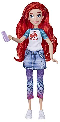 Disney Prinzessin Comfy Squad Ariel, Puppe zum Film Chaos im Netz mit Freizeit-Outfit und Zubehör
