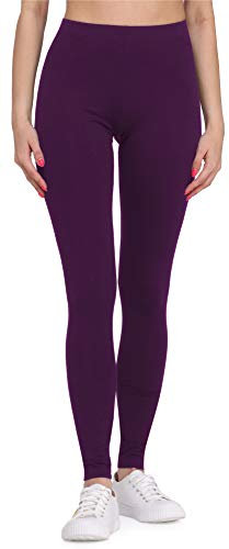 Bellivalini Leggings Damen aus Viskose Ganzjährig Bequeme Bekleidung Damen für tägliches Tragen oder Sport BLV50-147 (Pflaume, M)