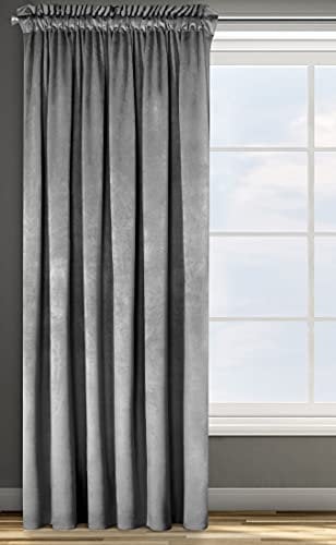 Eurofirany ROSA Vorhang Samt Velvet Kräuselband -1 STK. Weich Edel Gardine 200g/m² Elegant Glatt Einfarbig Flauschig Modern Klassisch Wohnzimmer Schlafzimmer, 140x270 cm, Stahl Grau